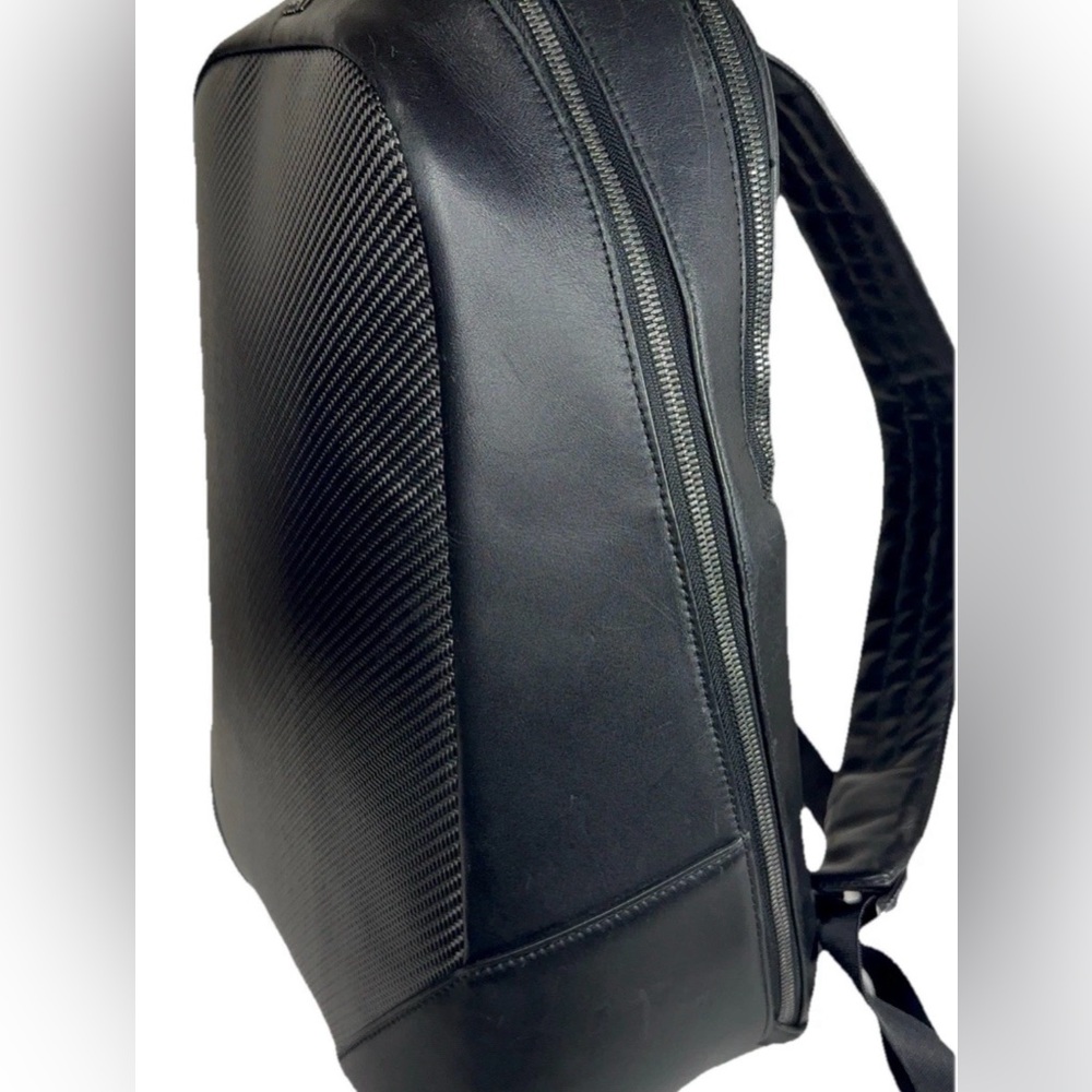 TUMI CFX Southington Carbon Fiber Backpack Black Leather Trim Luxury Rare - Picture 15 of 16